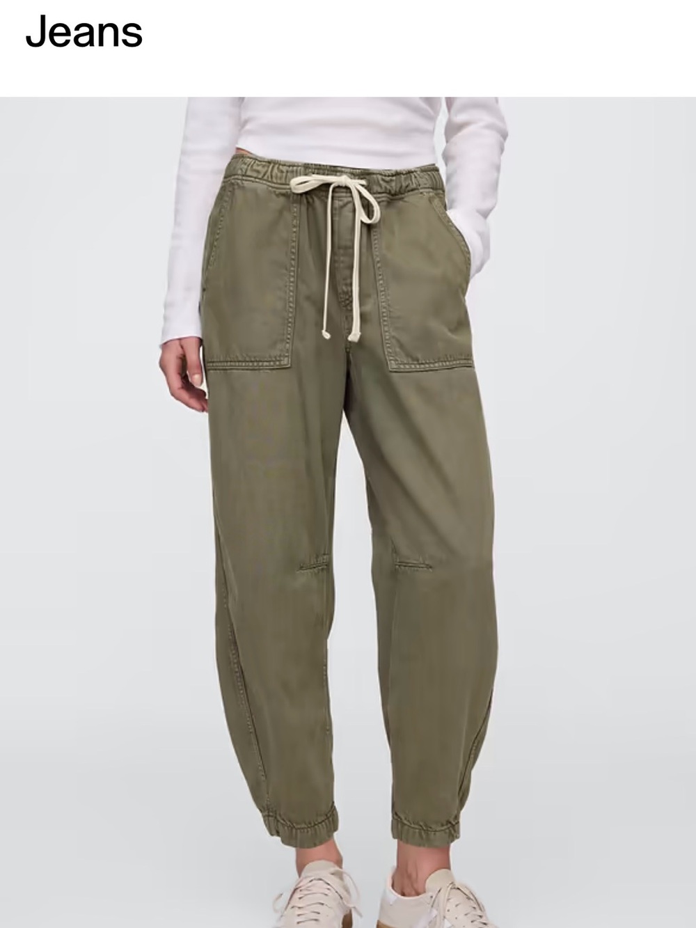 GAP Olive Drawstring Barrel Jeans